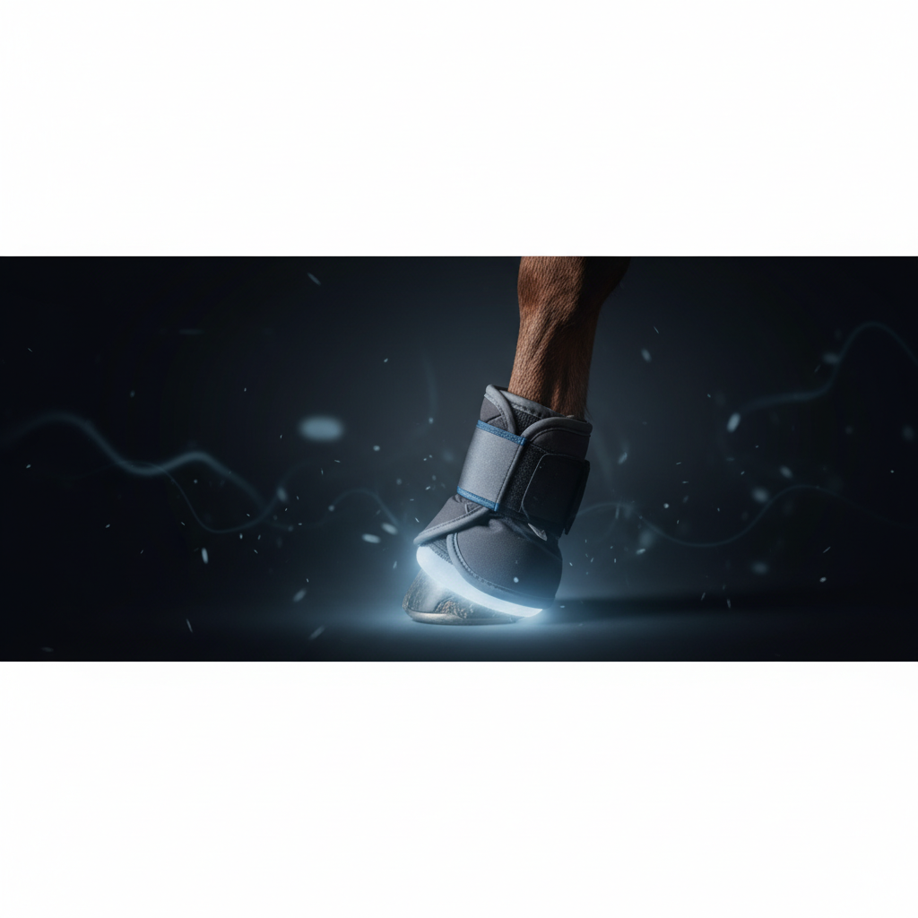 Horse hoof with PEMF therapy boot