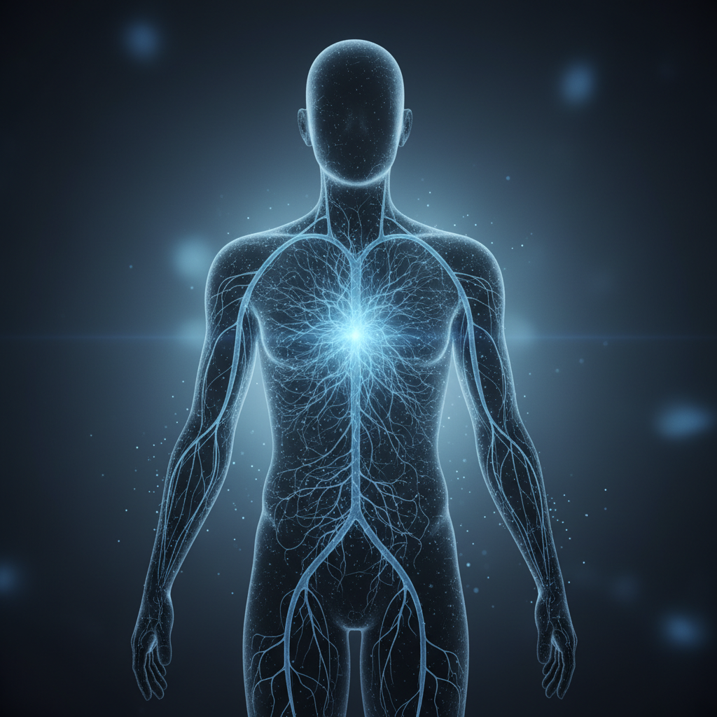 Abstract human silhouette with circulation pathways