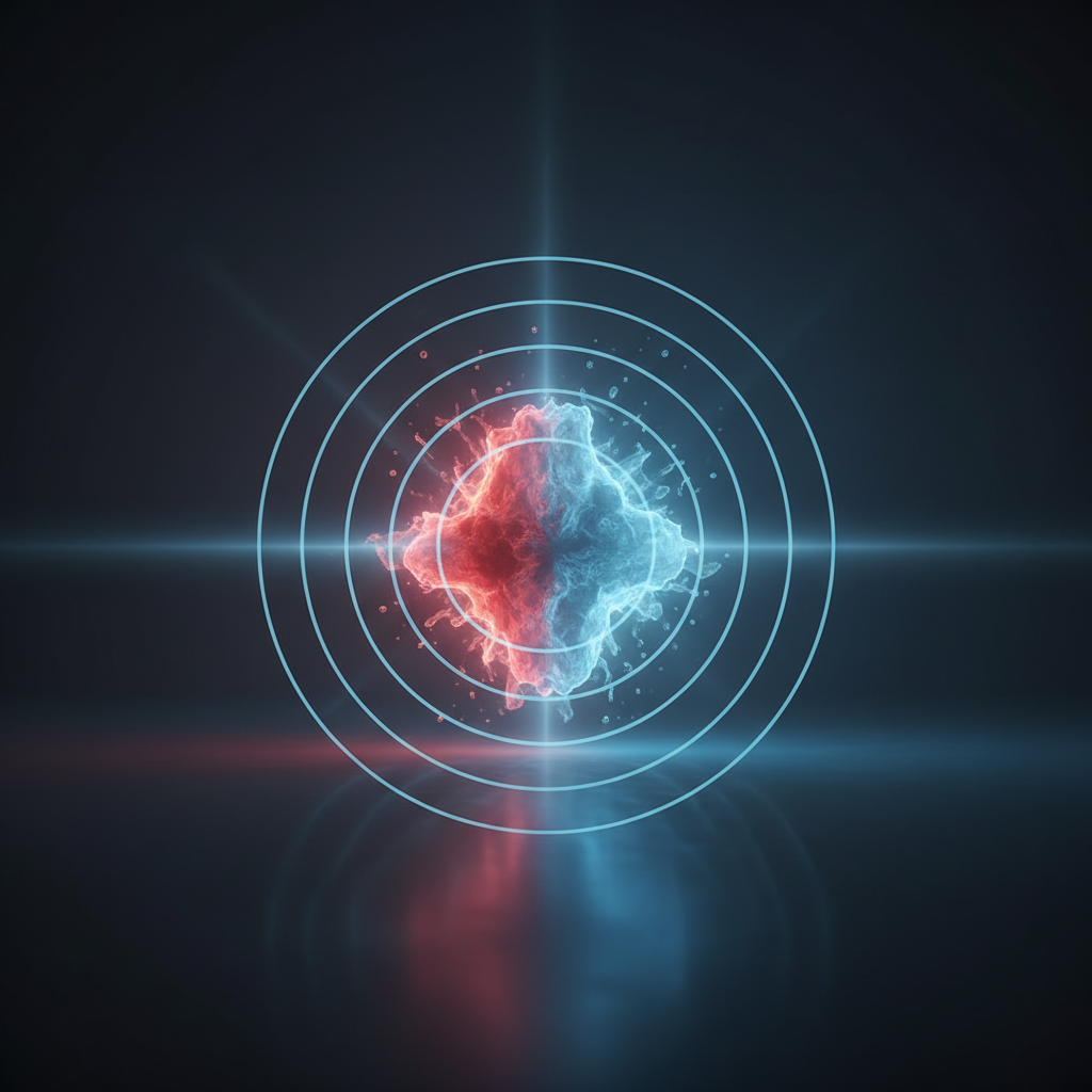 Pale blue PEMF rings dispersing red inflammation