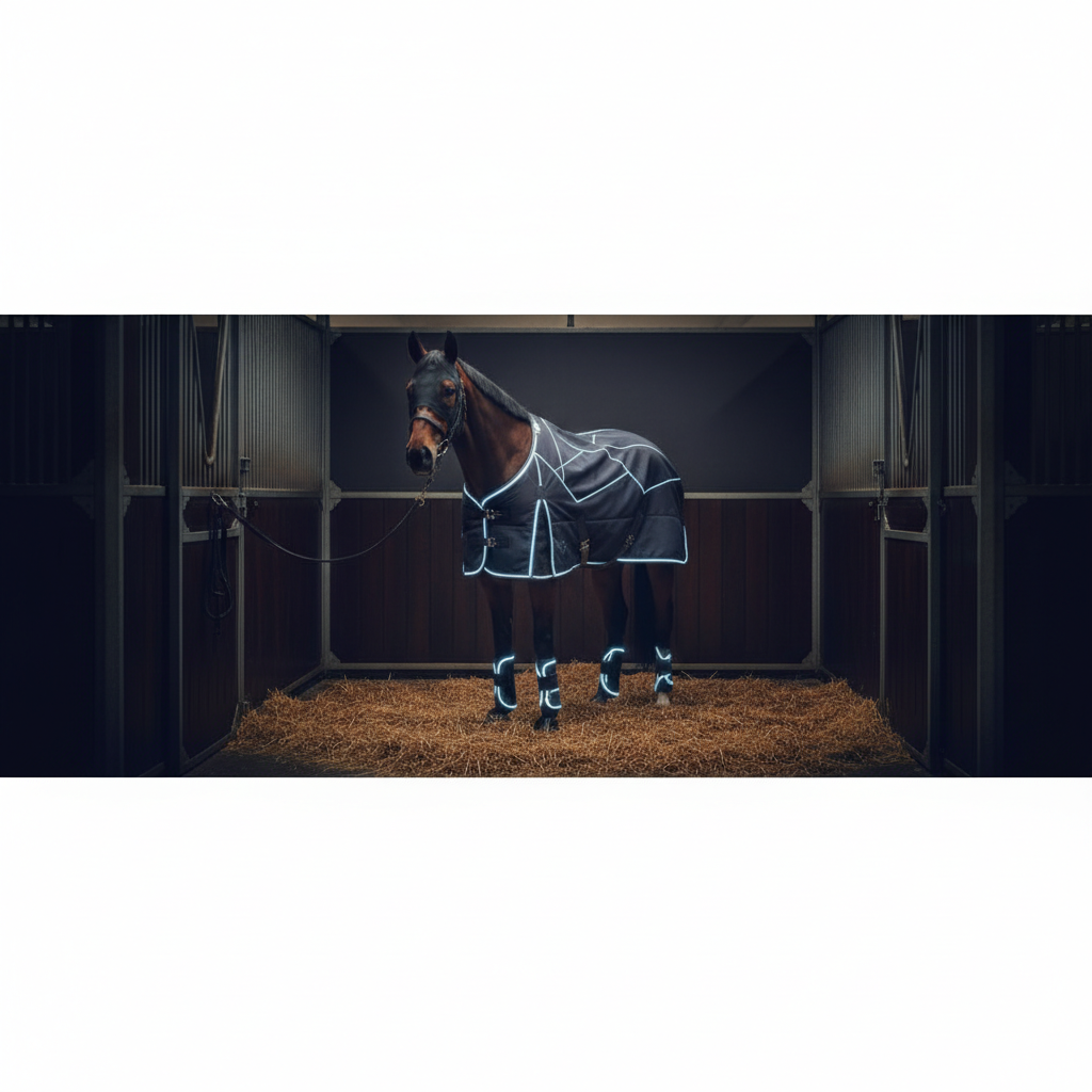 Racehorse in stables with PEMF kit