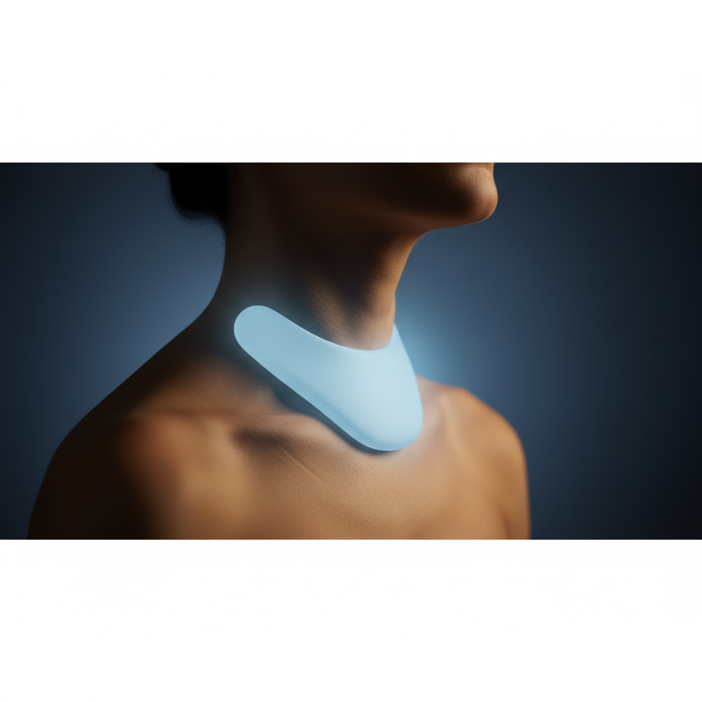 PEMF therapy applicator over thyroid area